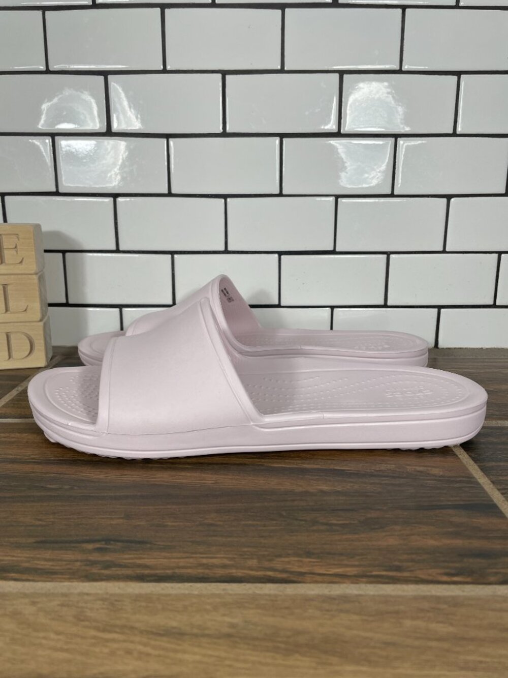 CROCS Kadee Slide Shoes Womens Size 11 Light Pink Iconic Comfort Slip On Sandals